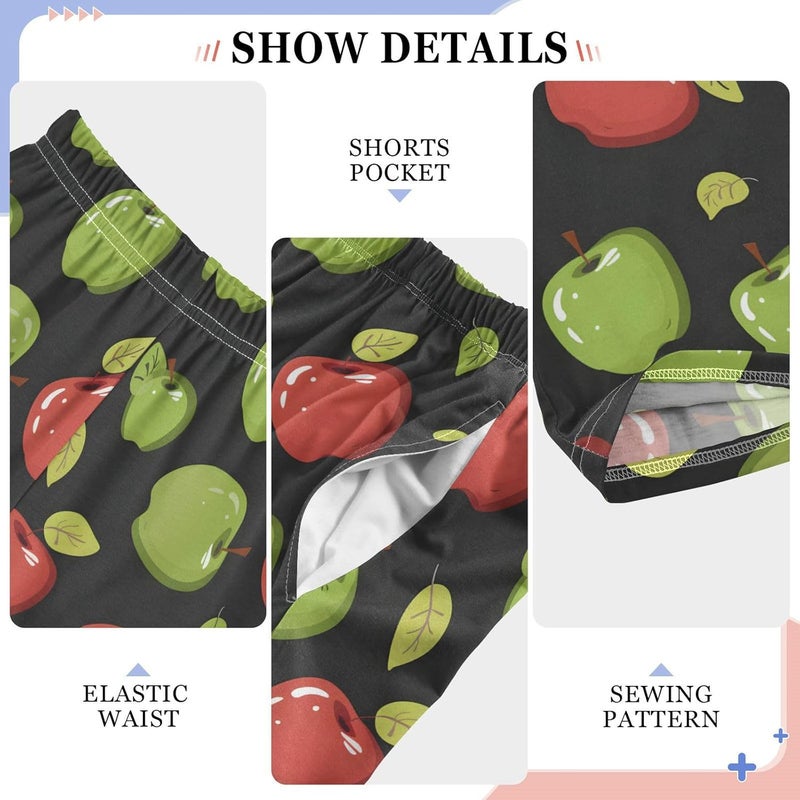 senya Pajama Pants Sleep Pants Soft Elastic Waist Pajama Lounge Pants Red Apples Green Apples for 6-14 Years Old - Image 4
